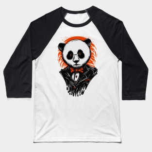 Smart Panda Suit Black Orange Baseball T-Shirt